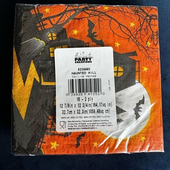 Haunted Hill Halloween Paper Napkins Retired Print * Set Of Two - Picture 5 of 6